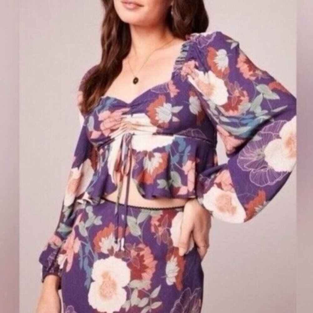 Band of Gypsies Purple Floral Fly Away Blouse
